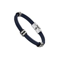 Bracelet Lotus homme cuir marine tressé