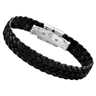 Bracelet Lotus homme cuir tressé noir