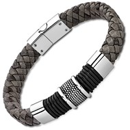 Bracelet homme Lotus Dark Style cuir noir acier