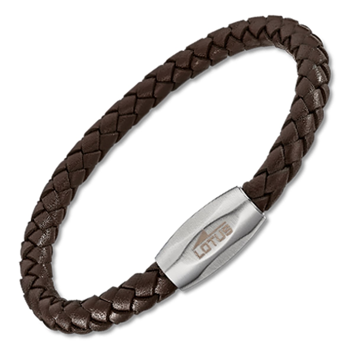 Bracelet homme Lotus acier cuir marron Homme Bracelet souple MATY
