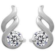 Boucles d'oreilles torsade oxyde de zirconium Argent 925 Rhodié