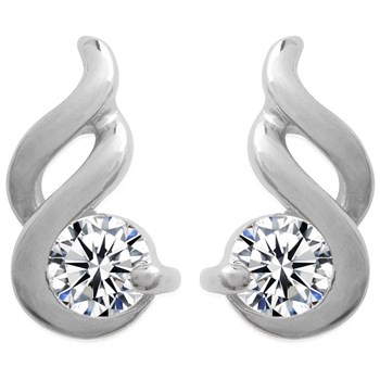 Boucles d'oreilles torsade oxyde de zirconium Argent 925 Rhodié