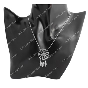 Cirkel zonneveer dromenvanger halsketting 925 Rhodium Zilver