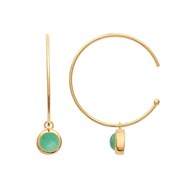 Boucles d'oreilles femme créole pierre naturelle aventurine Plaqué or 750 3 microns