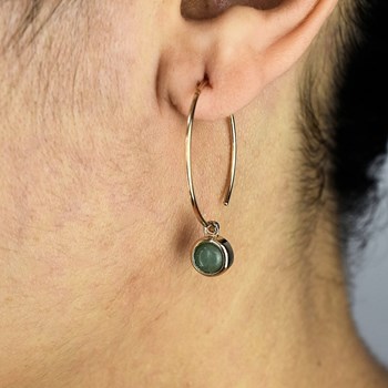 Creole earrings natural stone aventurine 750 gold-plated 3 microns