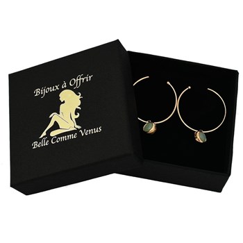 Creole earrings natural stone aventurine 750 gold-plated 3 microns