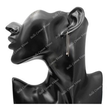 Drop round zirconium oxide chain earrings Gold-plated 750 3 microns