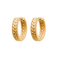 Boucles d'oreilles femme créole couronne épi branche de laurier Plaqué or 750 3 microns