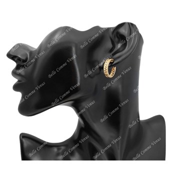 Creole earrings, crown with laurel branch, 750 gold-plated, 3 microns