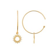 Boucles d'oreilles femme créole soleil pendant Plaqué or 750 3 microns