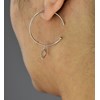 Boucles d'oreilles créole soleil pendant Argent 925 Rhodié - vue V3