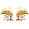 Boucles d'oreilles dauphin cristal blanc Plaqué OR 750 3 microns - vue V1