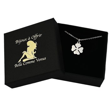 4-leaf clover necklace with lucky hearts Silver 925 Rhodium plated