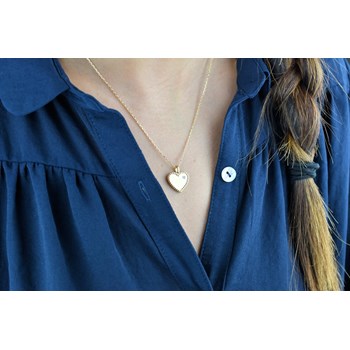 Heart pendant necklace set with zirconium oxide Gold-plated 750 3 microns