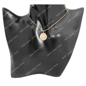 Necklace pendant tree of life round medal Gold plated 750 3 microns