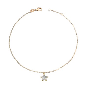 Zirconium oxide anklet chain Gold plated 750 3 microns 2 tone