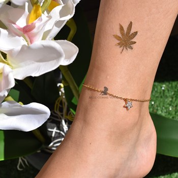 Zirconium oxide anklet chain Gold plated 750 3 microns 2 tone