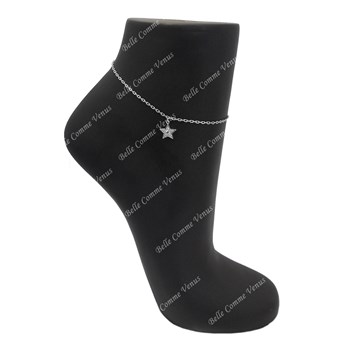 Zirconium oxide silver 925 rhodium-plated star anklet chain