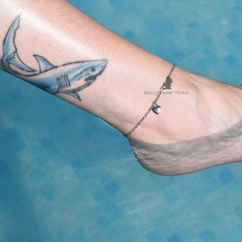 Ankle chain heart pendant figaro silver 925 Rhodium plated