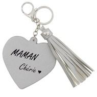 Magnifique Porte-Clés 'Maman Chérie' Gris