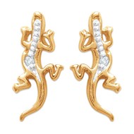 Boucles d'oreilles femme lézard salamandre oxyde de zirconium OR 750 3 microns 2 tons