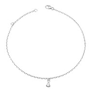 Chaîne de cheville goutte pendante oxyde de zirconium Argent 925 Rhodié