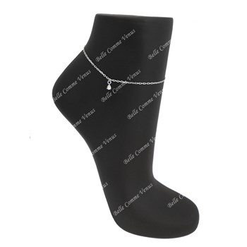 Zirconium oxide drop anklet silver 925 rhodium plated