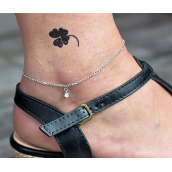 Zirconium oxide drop anklet silver 925 rhodium plated