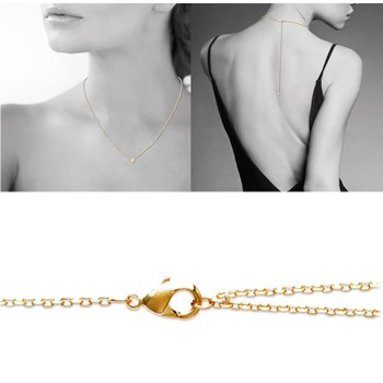 Necklace Zirconium oxide back chain closed Gold plated 750 3 microns