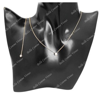 Necklace Zirconium oxide back chain closed Gold plated 750 3 microns