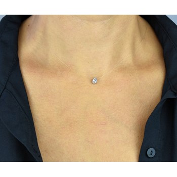 925 Rhodium Zilver transparante zirkoonoxide druppel ketting met nylon draad