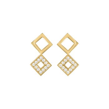 Vergulde en zirkoniumoxide opengewerkte diamanten oorbellen