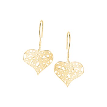 Vergulde opengewerkte hart oorbellen