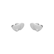 Boucles d'oreilles coeur en argent 925 rhodié et oxyde de zirconium