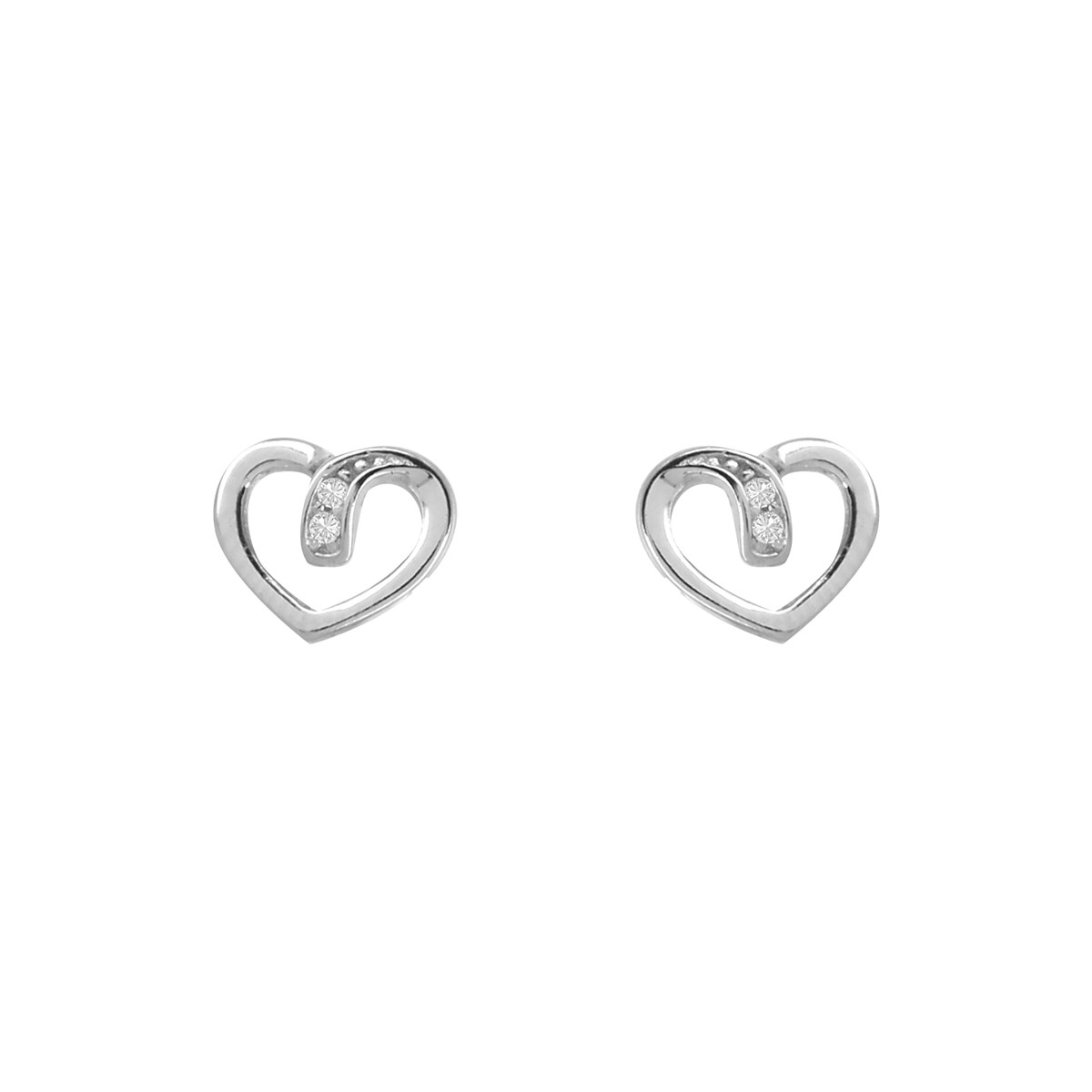 Boucles d'oreilles coeur en argent 925 rhodié et oxyde de zirconium