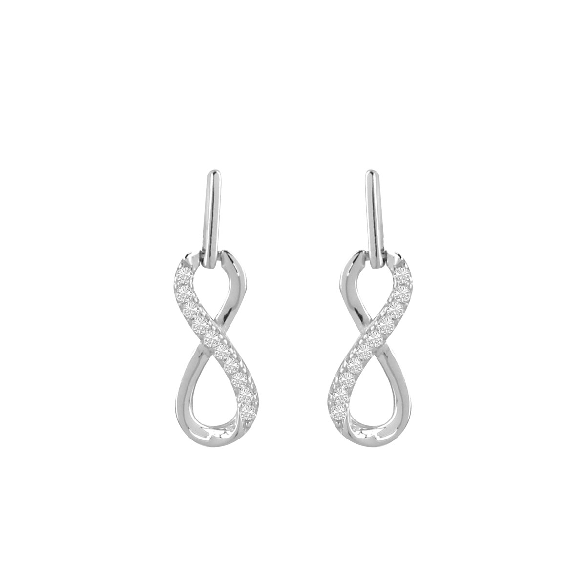 Boucles d'oreilles infini en argent 925 rhodié et oxyde de zirconium