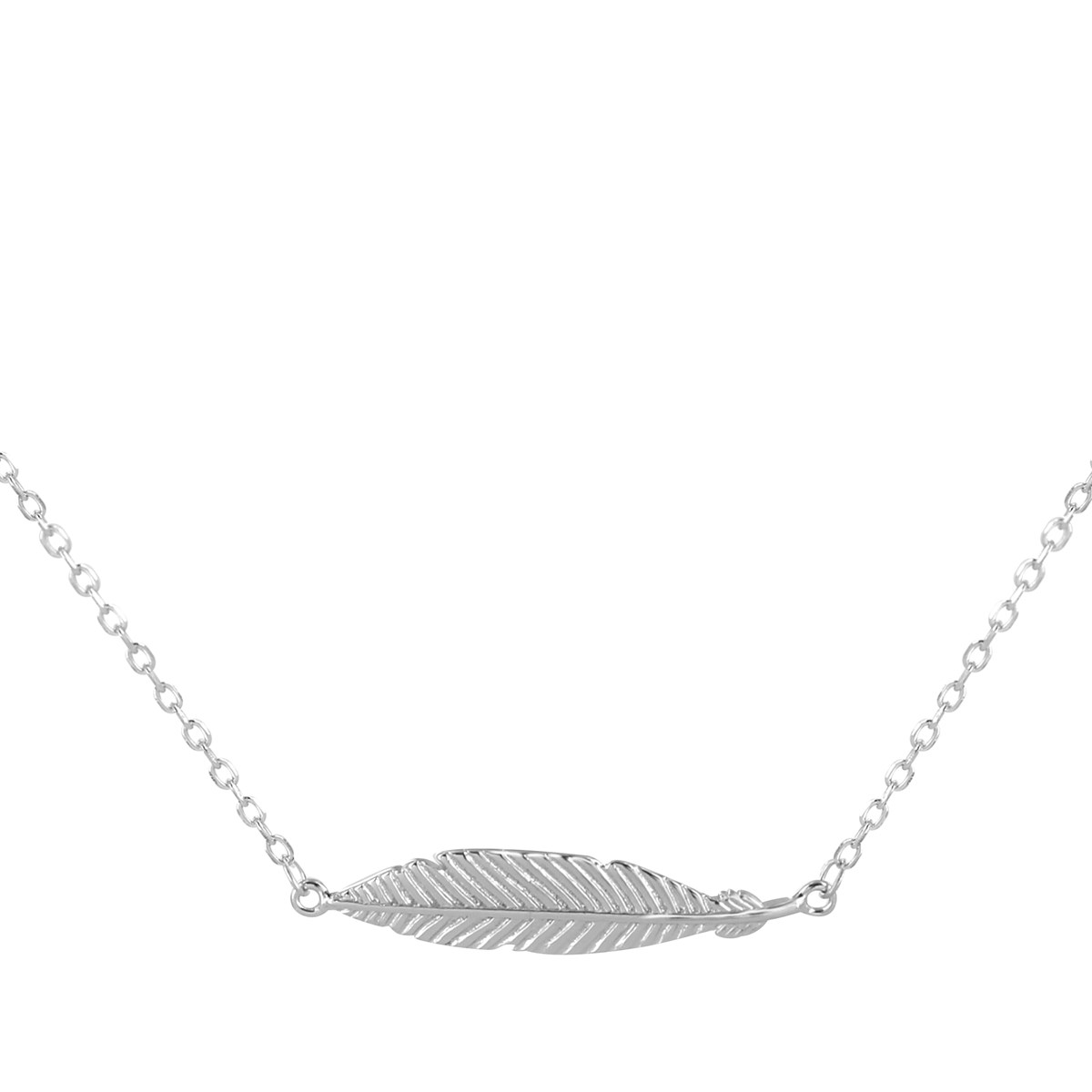 Collier plume en argent 925 rhodié