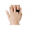 Bague Rectangle en Argent 925 et Verre Feuilleté Noir - vue V2