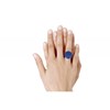 Bague Métal Argenté Champignon Céramique Bleue - vue V2