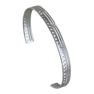 Bracelet Argent 925 Rhodié Demi Jonc Plat Soleil