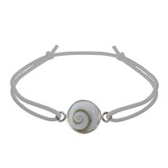 Bracelet Lien Elastique Oeil de Sainte Lucie Rond Argent 925 - Gris clair