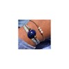 Bracelet Double Tour Lien Liberty Talisman Scarabée en Lapis Lazuli et Perles Plaqué Or - vue V3