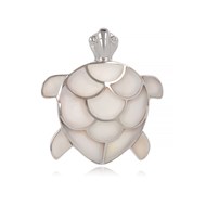 Pendentif Tortue en Nacre Blanche & Argent 925 Rhodié | Charme Marin - Aden
