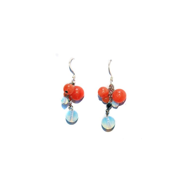 Boucles d'oreilles argent, verre poli