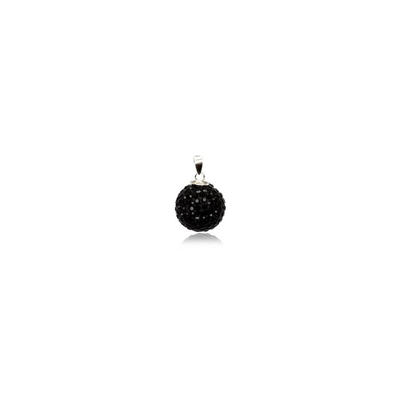Pendentif shamballa noir - Diamètre 1,4cm