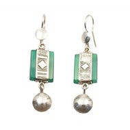 boucles d'oreilles rectangulaire vert
