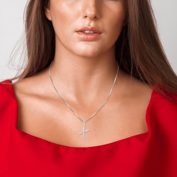 Ketting letter X SC kristal in gerhodineerd zilver 925/1000