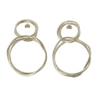 Boucles d'oreilles en plaqué argent faites main avec cercles texturés métalliques - Bijou de créateur