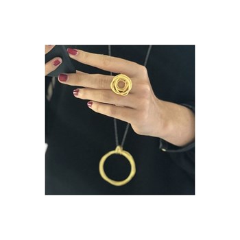 Handmade silver-plated adjustable ring with textured metal circles - Designer jewelry