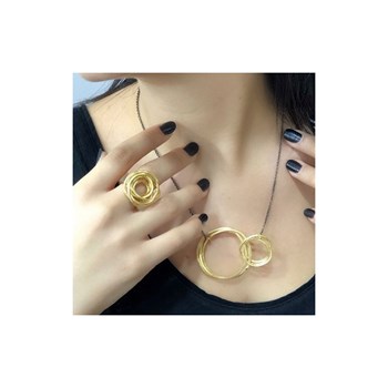 Handmade silver-plated adjustable ring with textured metal circles - Designer jewelry